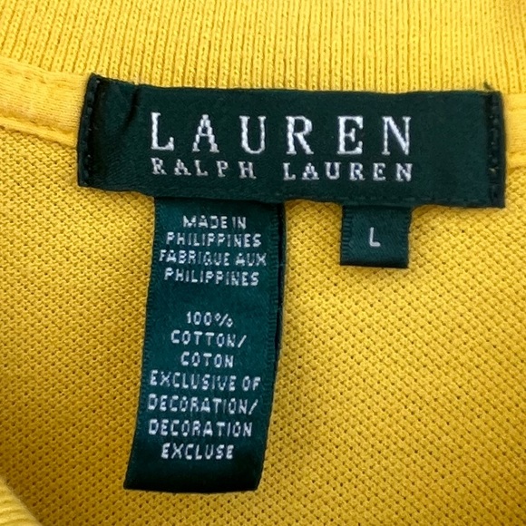 Lauren Ralph Lauren Cotton Vintage Short Sleeve Polo, Yellow | L - Picture 5 of 13